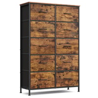 Comodă SONGMICS BELLAH cu 10 sertare, dulap de depozitare pentru dormitor, hol, sufragerie, cadru din oțel, stil modern, maro rustic și negru cerneală LGS125BH04 1