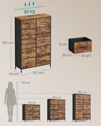 Comodă SONGMICS BELLAH cu 10 sertare, dulap de depozitare pentru dormitor, hol, sufragerie, cadru din oțel, stil modern, maro rustic și negru cerneală LGS125BH04 2