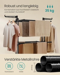 SONGMICS BUNJI LLR701B01 sklopivo sušilo za rublje na četiri kata s kotačima, 63,5 x 128 x 173 cm, crno 4