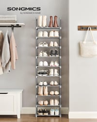 Suport pentru pantofi SONGMICS, raft cu 10 niveluri, design personalizabil, economie de spațiu, pentru hol și dressing, 30 x 45 x 174 cm, gri 2
