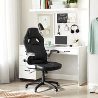 Scaun de birou ergonomic rotativ SONGMICS cu înălțime reglabilă, 70 x 65 x 115 cm, Negru/Alb 4