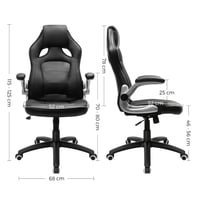 Scaun de birou ergonomic rotativ SONGMICS cu înălțime reglabilă, 70 x 65 x 115 cm, Negru/Alb 3