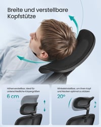 Ergonomická kancelárska stolička SONGMICS, dvojvrstvová sieťovina, priedušná, nastaviteľná opierka hlavy, adaptívna bedrová opierka, pre domácu kanceláriu, čierna 7