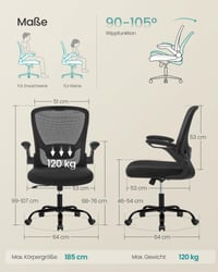 Scaun de birou ergonomic SONGMICS cu suport lombar căptușit și — defect, funcționează parțial: spătar rupt (stare: vezi poza a 2-a) 4