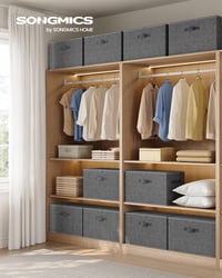 Set de 3 cutii de depozitare cu capac SONGMICS, organizatoare textile pliabile cu mânere, pentru haine, 50x30x30 cm, gri ardezie 2