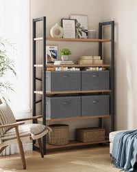 Set de 3 cutii de depozitare cu capac SONGMICS, organizatoare textile pliabile cu mânere, pentru haine, 50x30x30 cm, gri ardezie 7