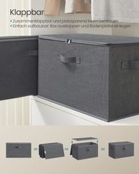 Set de 3 cutii de depozitare cu capac SONGMICS, organizatoare textile pliabile cu mânere, pentru haine, 50x30x30 cm, gri ardezie 5