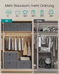 Set de 3 cutii de depozitare cu capac SONGMICS, organizatoare textile pliabile cu mânere, pentru haine, 50x30x30 cm, gri ardezie 3