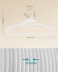 SONGMICS fehér ruhaakasztó szett 20 db, 41,5 cm széles, forgatható horog, helytakarékos 6