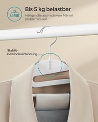 SONGMICS fehér ruhaakasztó szett 20 db, 41,5 cm széles, forgatható horog, helytakarékos 5