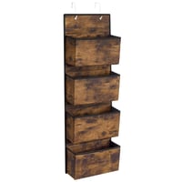 SONGMICS Viseći Organizator za Pohranu s 4 Džepa - Vintage Smeđa Viseća Polica za Vrata, za Spavaću Sobu, Dnevni Boravak, Sklopiva, 12 x 33,5 x 1 1