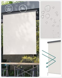 SONGMICS okomita tenda za balkon i terasu 1,4 x 2,5 m, zaštita od vjetra, sunca i pogleda, vodootporna tenda, bež boja sa sivom kasetom GSA1 7