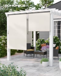 SONGMICS okomita tenda za balkon i terasu 1,4 x 2,5 m, zaštita od vjetra, sunca i pogleda, vodootporna tenda, bež boja sa sivom kasetom GSA1 3