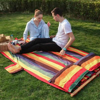 SONGMICS GDC22W viseća mreža s 2 jastuka, površina za ležanje 210 x 150 cm, nosivost 300 kg, šarena — Bez jastuka (stanje: vidi 2. sliku) 6