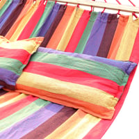 SONGMICS GDC22W viseća mreža s 2 jastuka, površina za ležanje 210 x 150 cm, nosivost 300 kg, šarena — Bez jastuka (stanje: vidi 2. sliku) 9