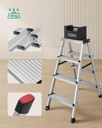 SONGMICS GLT014E01 alumínium létra 4 fokos 150 kg terhelhetőség ezüst-fekete 4
