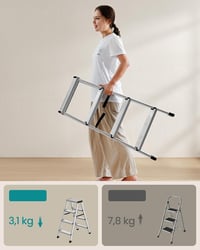 SONGMICS GLT014E01 alumínium létra 4 fokos 150 kg terhelhetőség ezüst-fekete 3