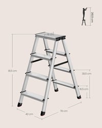 SONGMICS GLT014E01 alumínium létra 4 fokos 150 kg terhelhetőség ezüst-fekete 5