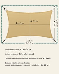 SONGMICS GSS35EYV1 HDPE napvédő tetőponyva - homokszínű - 3x5 m 5