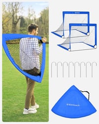 SONGMICS Gyerek Futballkapu Szett 2 db Felfújható Kapu 90x120x90 cm Kerthez Strandra 8
