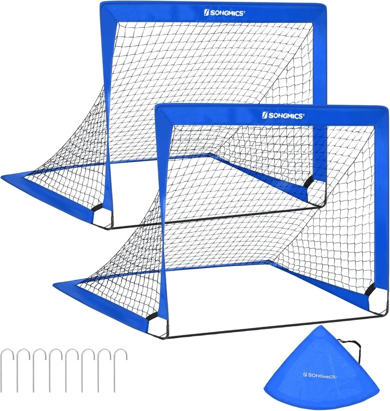 SONGMICS Gyerek Futballkapu Szett 2 db Felfújható Kapu 90x120x90 cm Kerthez Strandra