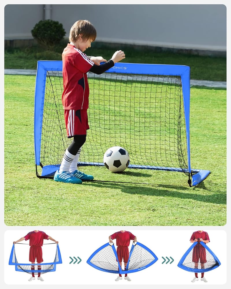 SONGMICS Gyerek Futballkapu Szett 2 db Felfújható Kapu 90x120x90 cm Kerthez Strandra