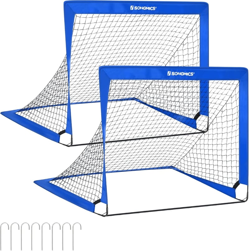 SONGMICS Gyerek Futballkapu Szett 2 db Felfújható Kapu 90x120x90 cm Kerthez Strandra