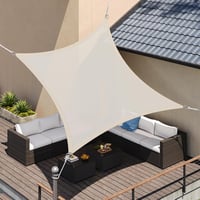 SONGMICS HDPE napvitorla kerthez UV védelem, időjárásálló, lélegző 5 x 5 m bézs fehér 2