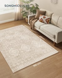 Covor Boho SONGMICS HOME 160x230 cm, bej cappuccino, antiderapant, lavabil, cu fir lung, covor decorativ pentru sufragerie și dormitor TAR029K 2