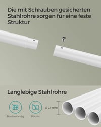 SONGMICS HSR152W01 Ruhaállvány kerekeken polccal 98,5 cm széles 100 kg terhelhetőség - Natural Beige + Cloud White, 2 poles 8