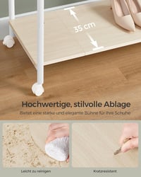 SONGMICS HSR152W01 Ruhaállvány kerekeken polccal 98,5 cm széles 100 kg terhelhetőség - Natural Beige + Cloud White, 2 poles 5