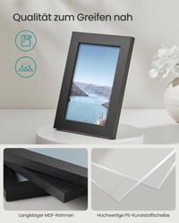 SONGMICS Set od 10 okvira za slike, 2 fotografije 20x25 cm, 4 fotografije 13x18 cm, 4 fotografije 10x15 cm, MDF, crna boja, plastično staklo, RPF310H 3
