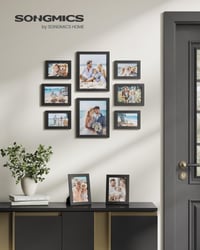 SONGMICS Set od 10 okvira za slike, 2 fotografije 20x25 cm, 4 fotografije 13x18 cm, 4 fotografije 10x15 cm, MDF, crna boja, plastično staklo, RPF310H 2