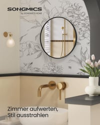 Oglindă de perete rotundă SONGMICS cu ramă metalică, diametru 41 cm, oglindă decorativă modernă pentru living, dormitor 2