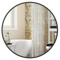 Oglindă de perete rotundă SONGMICS cu ramă metalică, diametru 41 cm, oglindă decorativă modernă pentru living, dormitor 1