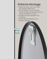 Oglindă de perete rotundă SONGMICS cu ramă metalică, diametru 41 cm, oglindă decorativă modernă pentru living, dormitor 5