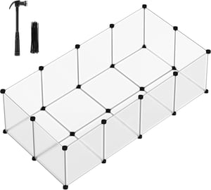 SONGMICS ograda za kućne ljubimce s podnim pločama, plastična, 143x73x46 cm - bijela