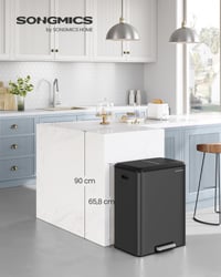 SONGMICS Odpadkový kôš na triedený odpad, 2 x 30 l, dvojkomorový oceálový pedálový kôš s vnútornými nádobami, tiché zatváranie, čierny 2