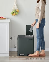 Odpadkový kôš SONGMICS s pedálom, 2 x 15 litrov, 2 priehradky na triedený odpad, veko s tichým zatváraním, 15 vreciek v balení, sivozelený 7
