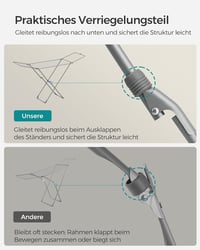 SONGMICS LLR540G01 összecsukható ruhaszárító, szürke, beltéri és kültéri használatra - Grey 6