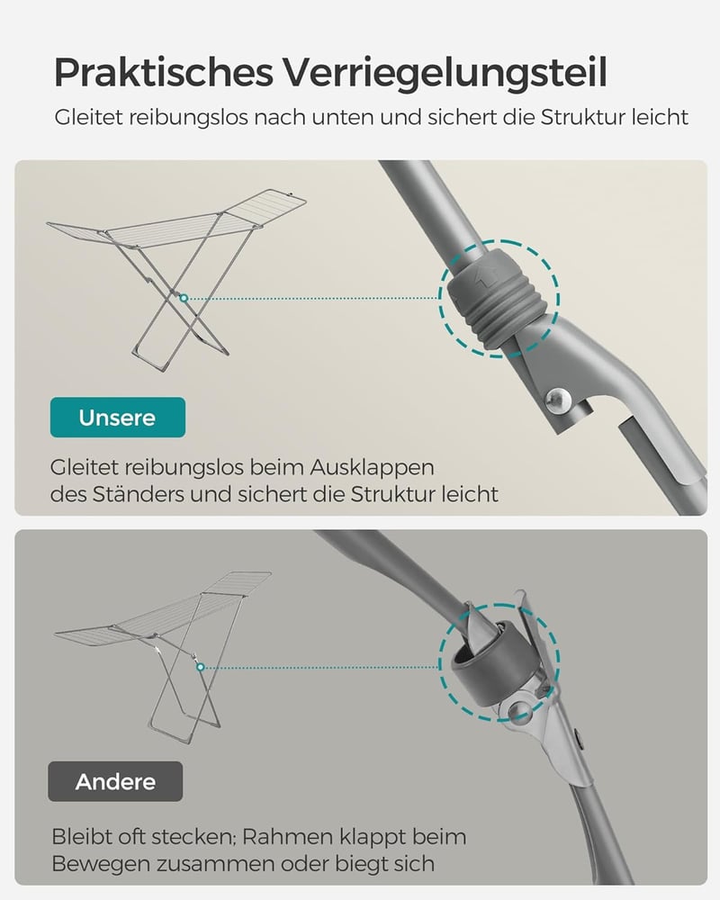 SONGMICS LLR540G01 összecsukható ruhaszárító, szürke, beltéri és kültéri használatra - Grey