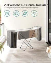 SONGMICS LLR540G01 összecsukható ruhaszárító, szürke, beltéri és kültéri használatra - Grey 3