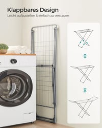 SONGMICS LLR540G01 összecsukható ruhaszárító, szürke, beltéri és kültéri használatra - Grey 4