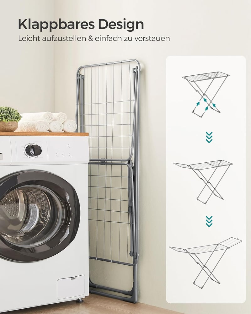 SONGMICS LLR540G01 összecsukható ruhaszárító, szürke, beltéri és kültéri használatra - Grey