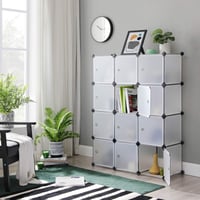 SONGMICS LPC342W01 Organizator de pantofi cu 12 compartimente, modular, cu uși, dulap, 93 x 31 x 123 cm, alb 2