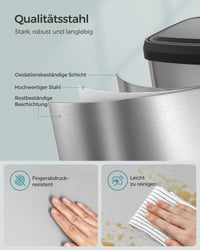 SONGMICS LTB530E50 pedálový kovový odpadkový kôš s vekom, 50 litrov, vysoký a úzky dizajn, strieborno-čierny 8