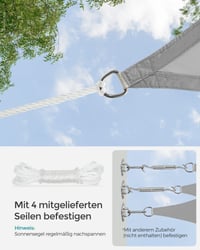 SONGMICS Tenda za sunce 2x3 m, vodootporna, vodeni stupac 665 mm, 93% UV zaštita, poliester otporan na trganje, za terasu, vrt, balkon, kampiranje 7