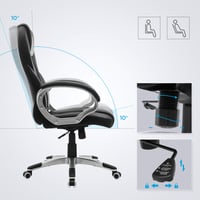 SONGMICS OBG22B Scaun de Birou Ergonomic Rotativ, Scaun de Gaming cu Înălțime Reglabilă și Roți, Negru, 73x70x122 cm 5