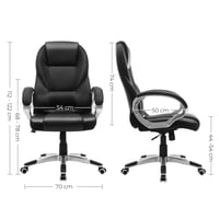SONGMICS OBG22B Scaun de Birou Ergonomic Rotativ, Scaun de Gaming cu Înălțime Reglabilă și Roți, Negru, 73x70x122 cm 3