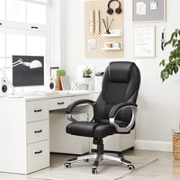 SONGMICS OBG22B Scaun de Birou Ergonomic Rotativ, Scaun de Gaming cu Înălțime Reglabilă și Roți, Negru, 73x70x122 cm 2